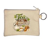 Tea is The Perfect Solution Key Chain Coin Purse Beige