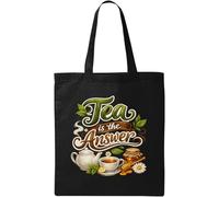 Tea Is The Perfect Solution Natural Cotton Tote Bag Black