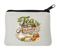Tea is The Perfect Solution Neoprene Coin Purse Pouch 10x11cm White