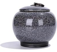Tea Jar for Storage,Ceramics Caddies Food Tins,Ceramic Coffee Jars Canisters with Lid,Sealed Tea Cans for Pu'er Green Black Tea,Multifunctional Ceramic Jar-Gray