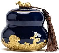 Tea Jars Storage Kitchen Canisters Ceramic Food Storage Jar Gourd Shape with Airtight Lid Ceramic Tea Jar Vintage Storage Jars Tea Tins Cans Canister Traditional Tea Caddy Kitchen Decoration (Color :