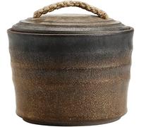 Tea Jars Storage Tea Jars Storage Gilt Tea Caddy ceramic pot retro nostalgic stoneware Canister handmade twine handle Coffee Canister/Coffee Jar/Tea Spice Nuts Snacks Storage (Size : M)