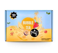 Tea Joy Fruit Bubble Tea Home Kit - Makes 4 Drinks - Passionfruit & Mango Tea Syrups with Strawberry & Passionfruit Popping Boba - Just Add Water & Ice - Vegan-Friendly & Fun