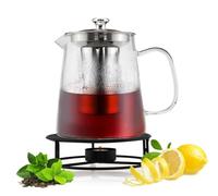 Tea Kettle 1.2L With Stainless Steel Strainer And Warmer Teapot Glass Kettle