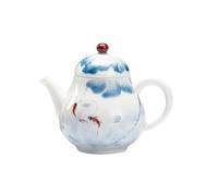 Tea Kettle 145ml Hand-Painted Fish Play Lotus Pond Teapot Pure Handmade White Porcelain Zen Pot Tea Maker Kettle Cha Accessories Ornaments Loose Leaf Tea Steeper Ceramic Tea Infuser