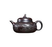 Tea Kettle Creative Antique Red Clay Carved Flower and Bird Eggplant Teapot Tea Ceremony Tea Set Accessories Small Tea Pot