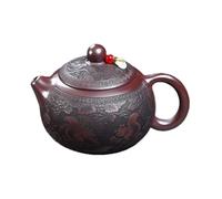 Tea Kettle Stovetop Retro Chinese Purple Clay Pot with Creative Hand-Engraved Red Squirrel Grape Tea Set Tea Pots for Stove Top