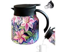 Tea Kettle with Infuser, Teapot with Infuser for Loose Tea - Floral Tea Bottle with Infuser 1000ml | Insulated Travel Mug with Vintage Tea Infuser for Loose Leaf Tea