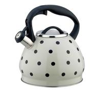 Tea Kettles Stovetop Whistle Kettle High-Capacity Stainless Steel, Gas Induction Cooker Boiling Water, Home Polka Dot Teapot, 3.0L(Beige)