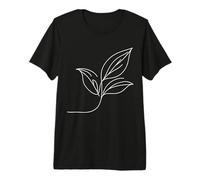 Tea Leaf Line Art Botanical Plant Drawing Premium T-Shirt