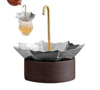Tea Leaf Strainer - Umbrella Shape Portable Stainless Steel | Metal Filter Infuser | Rotating Beverage Brewer Steeper with Stand Base for Coffee Brewing Home Kitchen Living Room Table Gathering