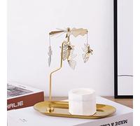 Tea light candle holder,gold metal rotating tealight holder with large tray,christmas new home house warming gifts for women (Angel)