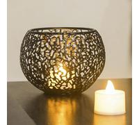 Tea Light Candle Holders Set Home Decor, Metal Hollow Iron Decorative Candle Lanterns Holder, For A Warm And Inviting Ambiance(Black)