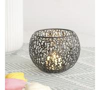 Tea Light Candle Holders Set Home Decor, Metal Hollow Iron Decorative Candle Lanterns Holder, For A Warm And Inviting Ambiance(Black and gold)