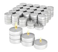 Tea Light Candles 4 Hours - White Unscented Smokeless Tealights - Bulk 100 Pack - 39 mm x 14 mm - Long Burning Night Lights for Weddings, Parties, Restaurants, Home, Decor - Paraffin Wax, Cotton Wick