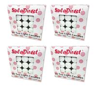 Tea Light Candles 8 Hours - White Unscented Smokeless Tealights - Bulk 200 Pack - 38 mm x 25 mm - Long Burning Night Lights for Weddings, Parties, Restaurants, Home, Decor - Paraffin Wax, Cotton Wick