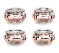 Tea Light Glasses 6 x 3 cm Candle Holder Lantern Candle Glass Set of 4 Wedding/partydeco.pl Vintage Glass Tea Light Holder in Chic Rustic Look Set of 4 (Rose Gold, 3 cm)