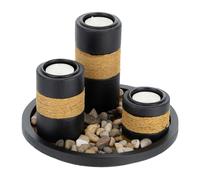 Tea light holder Candle Tray Set Stylish Home Decor 3 holders MDF & Stone