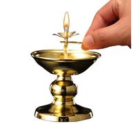 Tea Light Holder - Golden Oil Lamp Bowl Antique Table Lamp | Buddhist Decoration for Meditation Rooms, Shrines, Altars, Spiritual Prayers, Rituals, Hallway, Bedroom, Table Decoration, Brass,