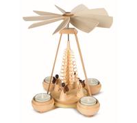 Tea Light Pyramid Angel 1-Story Natural for 4 Tea Lights