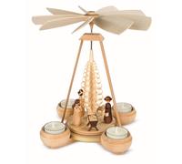 Tea Light Pyramid Birth of Christ 1-tier Natural for 4 Tea Lights NEW