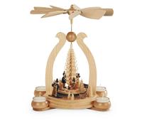 Tea Light Pyramid Table Pyramid Winter Motif 1-Story Natural with Tea Lights