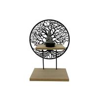 Tea Light/Tealight/Single Candle Holder - Buddha with Tree - Wood/Metal