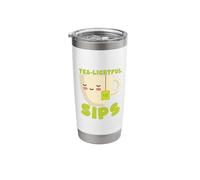 Tea-LIGHTFUL SIPS Cute Kawaii Tea Lover Drinker Stainless Steel Insulated Tumbler