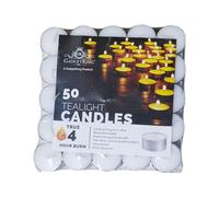 Tea Lights Candles 4 HOUR LONG BURN Unscented Tealights Nightlight White x 50 No Scent Pack Of Oil Burner Burn Time Multipack Wedding Resturaunt Home Mood Cotton Wick No Drip Smokeless Household