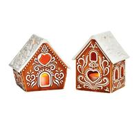 Tea Lights Decorative Houses Set Made of Porcelain in Gingerbread House Style - Colourful Light Houses for Christmas and Winter Decoration, 8 x 9 x 6 cm - Tea Light Holder & Candle Holder as Festive