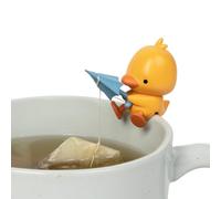 Tea Mates - Cute Fishing Duck with Umbrella, Tea Bag and String Holder, Gift Accessory for Cup and Mug