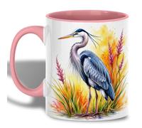 Tea Mug Blue Heron Wetland Bird Marsh Grass Coffee Cups Coffee 330ML | Porcelain Mug Novelty Tea Cup for Office Sister New Home