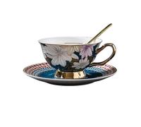 Tea Mug Light Luxury Coffee Cup Set High-Grade Exquisite Bone China Household British Afternoon Tea Wedding Gift(Blue)