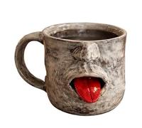 Tea Mug Resin Drinkware Cup with Handle Shaking Tongue Design Beverage Glass for Tea Coffee Milk Hot Chocolate Kitchen Cafe Use for Women Men Home Office Daily Drinking Cup 12x8cm