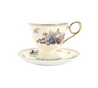 Tea Mug Scandinavian Tall Coffee Cups and Saucers Set British High-end Exquisite Black Tea Luxury Bone China Flower(White)