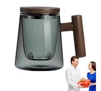 Tea Mug with Infuser and Lid Glass Tea Mug Portable Teapot with Tea Filter Steeping Infuser Tea Mugs for Loose Tea, Blooming Tea, Tea Bags