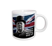 Tea Mugs Eco Friendly Coffee Cups 330Ml, Winston Churchill-Never Give Up Quotation Over Union Jack Background Mug Cup Humour for Office Men Friend
