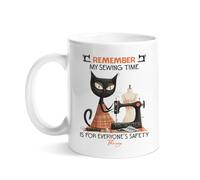 Tea Mugs Eco Friendly Tea Cups Funny Cat Tailor My Sewing Time is for Everyone's Safety Funny Porcelain Mug for Men Celebration Women 330Ml