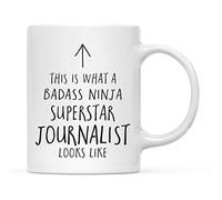 Tea Mugs Tea This is What A Badass Ninja Superstar Journalist Looks Like Humous Ceramic Coffee Mug Modern Ceramic Cups for Restaurant Everyday Women