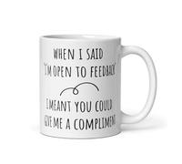 Tea Mugs When I Said I'm Open to Feedback I Meant You Could Give Me Stylish Stoneware Coffee Mug Funny Ceramic Drinkware for Home Restaurant Anniversary