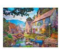 Gibsons Tea on the River 1000 Piece Jigsaw Puzzle for Adults Colourful Countryside Village Scene Eco-Friendly Puzzle Made from 100% Recycled Board Premium Gift for Puzzle Lovers