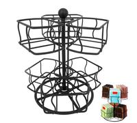 Tea Organizer Carousel,6-Compartment Rotating Metal 2-Tier Organizer - Coffee Sugar Storage Teabag Holder Basket,for Apartment Home Office Kitchen Counter Cabinet