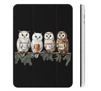 Tea Owls Cute Tablet Case with Pencil Holder Unisex Slim Hard Protective Cover Compatible with iPad Mini 4/5/6