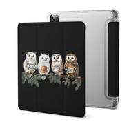 Tea Owls Cute Tablet Case with Pencil Holder Unisex Slim Hard Protective Cover Compatible with iPad 2020 /Pro 2020/2020 AIR 4 /Pro 2021