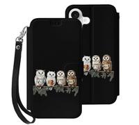 Tea Owls Printed Leather Wallet Phone Case Unisex Trendy Cellphone Protective Cover Compatible with iPhone 17/17 Pro/17 Pro Max/17 Air