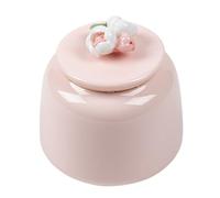 Tea Packaging Box Flower-Patterned Portable Tea Sealed Jar Universal Pink Ceramic Tea Jar(200ML)