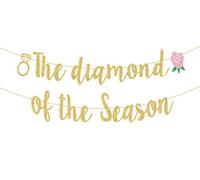Tea Party Bridal Shower Decorations, The Diamond of the Season Banner Gold Glittering for High Tea Party Supplies, Garden Party Bridal Shower for Girls Women