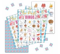 Tea Party Bridal Shower Games, Tea Party Bingo Game, Tea Party Decorations, Wonderland Party Favors, 24 Players Bingo Games for Bridal Shower, Bachelorette Party, Wedding, Engagement Party (C08)