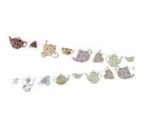 Tea Party Bunting Banner, Vintage Decorations, Hanging Teapot Floral Banner Garland, Afternoon Tea Accessories for Girls Party, Wedding, Alice in Wonderland Decorations(2.5M)