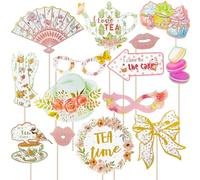 Tea Party Decoration Set Afternoon Tea Party Decoration Props Girl Party Favour Accessories Photo Booth Props Delicate Tea Party Items Gifts Dessert Table Decoration Party Decoration 14pcs